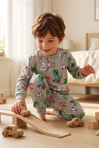 Zuzunga Computer Game Desenli Erkek Çocuk Pijama Takımı Gri
