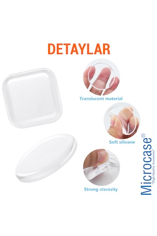 Microcase Darbe Önleyici Yapışkanlı Silikon Kapı Kolu Stoperi Tamponu Kare Tasarım - Al5005 3 Adet