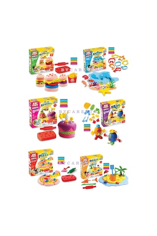 Okyanus + Plaj + Figür + Pizza + Doğum Günü Ve Hamburger Oyun Hamuru Setleri Eğitici Set
