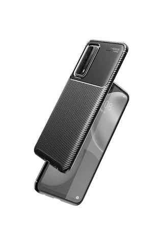 Huawei P Smart 2021 Kilif Karbon Silikon Case 394930330