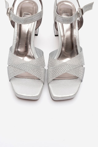 Luvishoes Bavena Gümüş Simli Kadın Platform Topuklu Abiye Ayakkabı Gumüş
