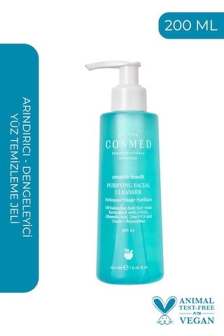 Cosmed Complete Benefit Purifying Facial Cleanser – Yağlı/Akne Eğilimli Ciltler İçin Jel 200 ml