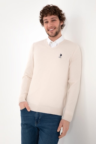 U.S. Polo Assn. Erkek Krem Melanj Basic Kazak 50288881-VR159