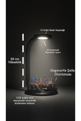 3d Hogwarts Şato Dekoratif Masa Lambası Gece Lambası Koleksiyon & Özel Tasarım Siyah