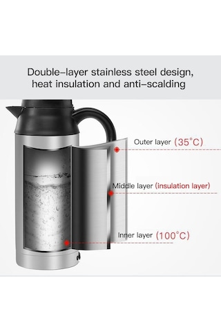 Trendooze 750ml Taşınabilir Paslanmaz Araba Elektrikli Su Isıtıcısı Gümüş 12v/120w Hm