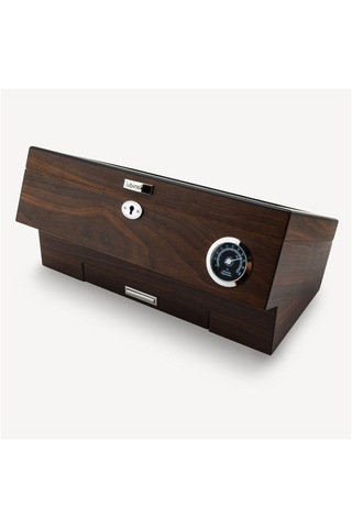 Lubinski Cedar Camlı Puro Kutusu Humidor Double Kahve 25s