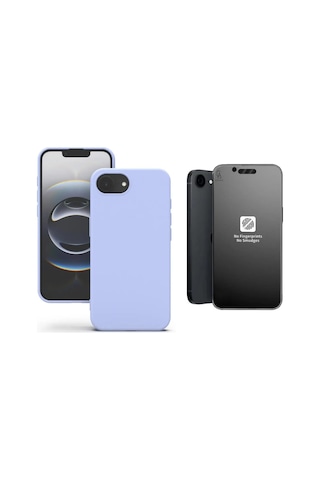 Apple iPhone 16e Uyumlu İçi Kadife Lansman Kılıf Ve Mat Seramik Tam Kaplayan Cam Ekran Koruyucu Lila