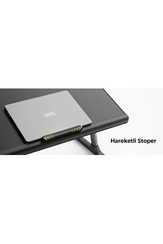 Bix Saiji K10 Xxl Laptop Çalışma Masası Pvc Deri 5 Kademeli Yükseklik Ayarlı Kitap Ve Tablet Standlı Siyah