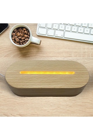 Homyl Led Gece Işığı Ahşap Taban Tutucu Kristaller Için Sıcak Beyaz Çok Renkli