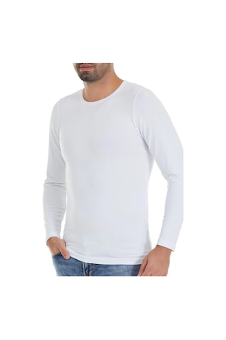 Yıldız Çamaşır Erkek Modal Bisiklet Yaka Uzun Kol Likralı Fanila Atlet 385-386-387 - 1 Adet Beyaz