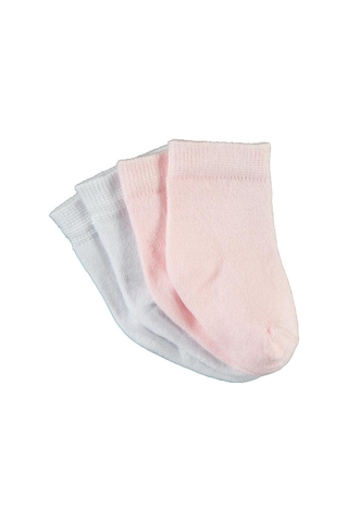 Civil Baby Bambu Organik Bebek Çorap Set - Beyaz Beyaz - Pembe