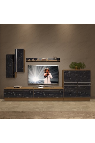 Decoraktiv Eko 6b Mdf Std Tv Ünitesi Tv Sehpası Pera - Siyah Mermer
