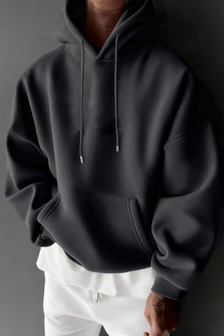 Tarz Cool Regular Kapüşonlu Sweatshirt Erkek Unisex 3 İplik Şardonlu %100 Pamuk Basic Hoodie Siyah