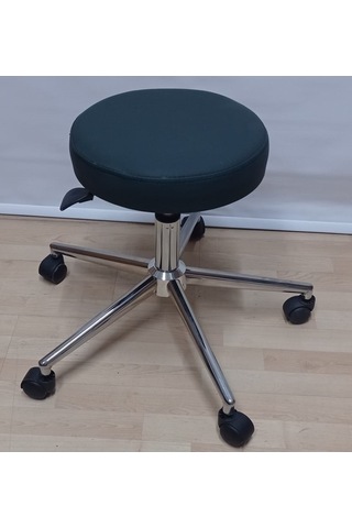 Hekim Taburesi Döner Tablalı Tabure Koyu Yeşil Suni Deri