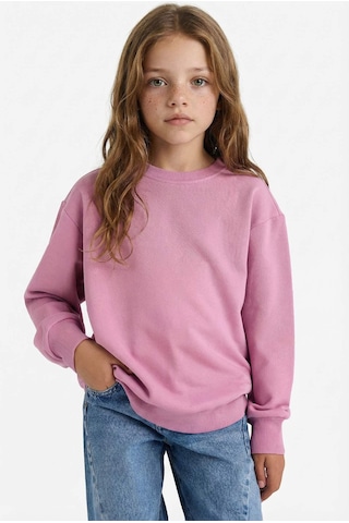 Defacto Kız Çocuk Relax Fit Bisiklet Yaka Basic Düz Sweatshirt A2797a825aupn455 Pembe