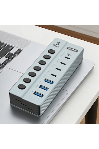 Go Des Gd-9212 7 İn 1 Çoklu Type-c Ve Usb Hub Çoğaltıcı Gri