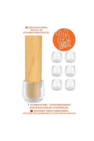 24 Adet 17mm Şeffaf Pvc Koltuk Masa Sandalye Tabanı Ses Kesici Diğer