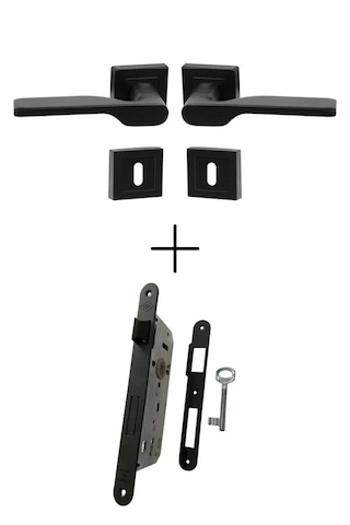 Aragon Siyah Rozetli Kapı Kolu Oda/sessiz 40mm Oda Kapı Kilidi