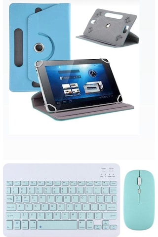 Lenovo Tab M10 Plus Tb128fu Kılıf Uyumlu Standlı Kablosuz Bluetooth Klavye Mouse Set Kılıf