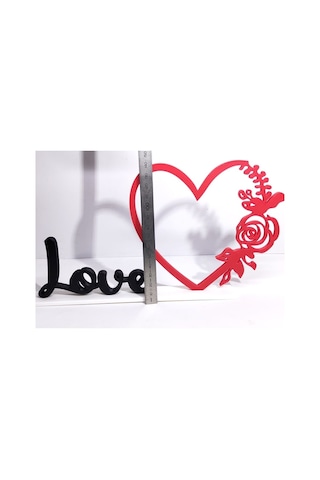 Love Tasarımlı Kalp Ve Gül Detaylı Fotoğraf Standı - Kişiye Özel Romantik Hediyelik Çerçeve