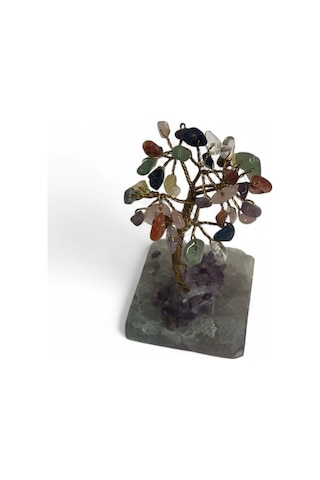 Mineral Altlı Karışık Doğal Taşlı Küçük Ağaç