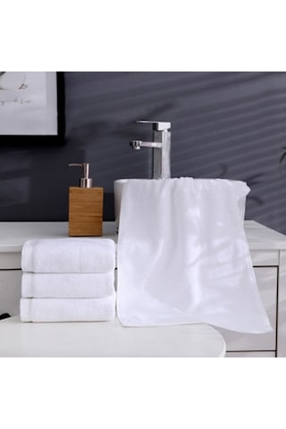Beyaz El Yüz Havlusu 10 Adet, %100 Pamuk 250 Gram