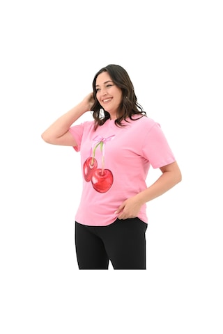 Kadın Büyük Beden Kiraz Baskılı T-shirt 1785-24 001