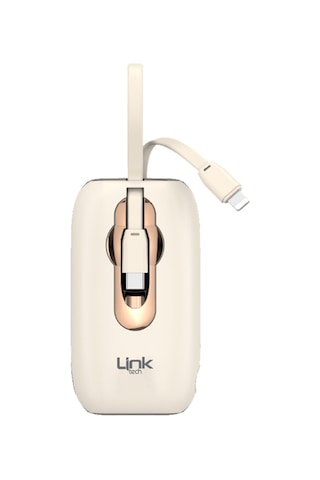 Linktech Mp09 9600 Mah Type-c / Lightning Kablolu 22.5w Powerbank Pd3.0 Krem