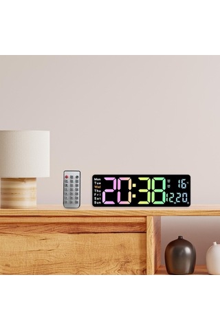 Didadodo Suntek Dijital Duvar Saati Sıcaklık Ve Tarih Hafta, Saatölçer Siyah