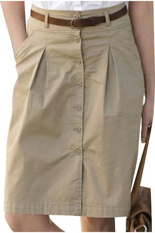 Haki Zanzea Kadın Yazlık Günlük Düğmeli Kısa Etekler Haki