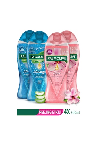 Palmolive Peeling Etkili Duş Jeli 4 x 500 ML + Seyahat Kiti