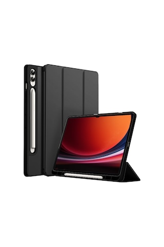 Samsung Galaxy Uyumlu Tab S9 Plus X810 12.4 İnç Kılıf Premium Silikon Kalem Bölmeli Smart Case Kapaklı Kılıf
