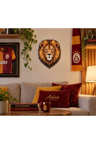Geometrik Aslan Mdf Duvar Dekoru Uv Baskılı Aslan Figürü Mdf Tablo