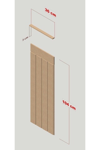 DUVAR PANELİ 36 cm Genişlik x 105 cm Ham mdf Duvar paneli ( 10 mm