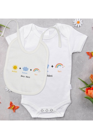 Bitmeyenkartus Bk Kids Kişiye Özel Annem Babam Ben Tasarımlı Bebek Body Zıbın Ve Çok Renkli