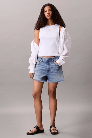 Calvin Klein Jeans Kadın Etiketli Pamuklu Fitilli Beyaz Bluz Lv047c201g-yaa Beyaz