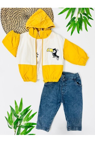 Şaşkın Papağan Fermuar Yağmurluklu Mevsimlik 3lü Takım Sari