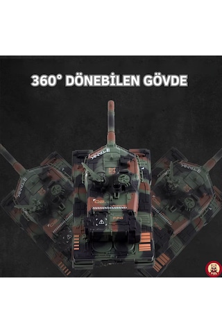 Oyuncak 2.4 Uzaktan Kumandalı Su Bombası Atan Tank Buharlı 1200 Şarjlı Sesli Gövdesi 360 Hareketli Gövde Yeşil