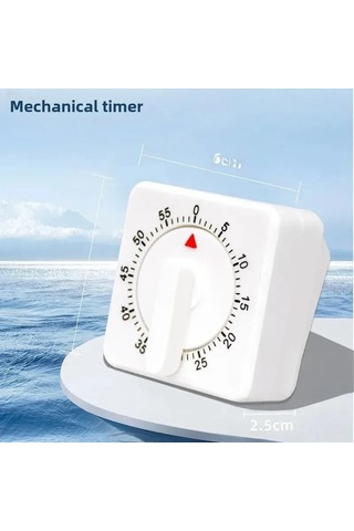 Symbee Beyaz Mutfak Mekanik Zamanlayıcı - Pil Gerektirmeyen, Doğal Enerji, Hassas Zaman Kontrolü, Dekoratif Küçük Kare Aracı