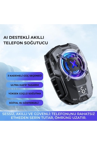 Coofbe Dijital Göstergeli Turbo Fan Işıklı Klipsli 27w Telefon Soğutucu Radyatör Tüm Telefonlara Uyumlu