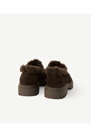 Yargıcı Kalın Tabanlı Süet Kürklü Loafer 26kkay4014x 208 Kahverengi