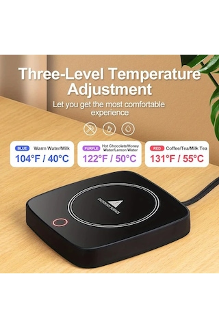 Willowhaven Ahşap Desen Siyah 3 Sıcaklık Ayarlı Akıllı Kahve Kupası Isıtıcısı