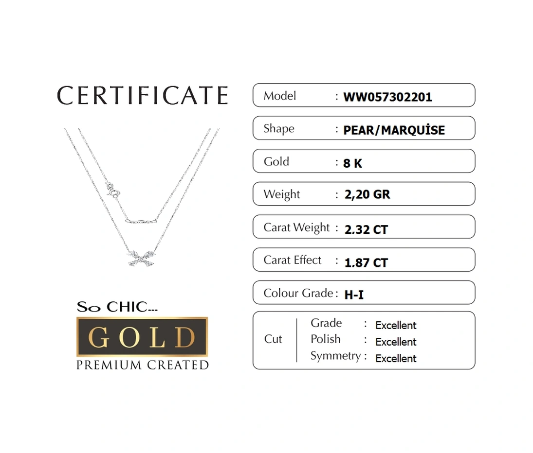 Yaz Çiçeği 8 Ayar Beyaz Altın Premium Created Taşlı Tektaş Kolye