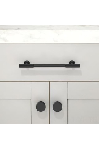 Yifomall 10 Adet Siyah Tek Delikli Yuvarlak Dolap Çubuğu, Çekmecelik Ve Gardırop Kapısı Kolu Siyah