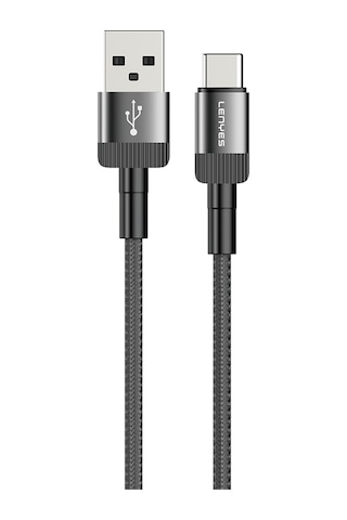 Lenyes Lc546 Usb-a To Type-c Örgü Tasarımlı Hızlı Şarj Özellikli Data Ve Şarj Kablosu 12w 1m Siyah