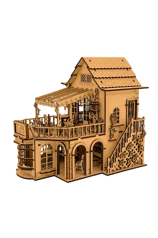 Coffee Shop Diorama Ahşap Maket Seti Dıy Miniatür Kafe Binası Koleksiyoner Modeli 362 Parça