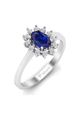 0,60 Karat Pırlantalı Safir Yüzük (464656383)