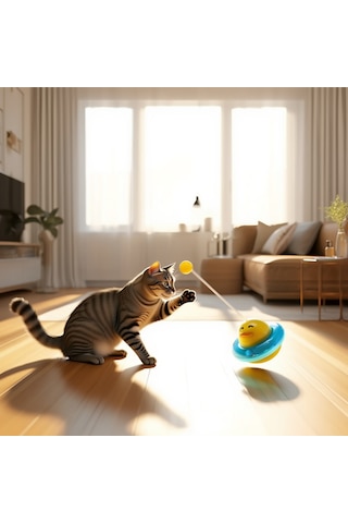 Runaway Ufo Ördek Kedi Oyuncağı İnteraktif Sallanır Top