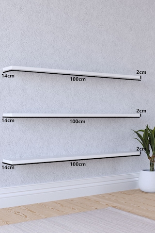 Yankı-BYEG 100 cm 3lü Mat Beyaz Mdf Duvar Rafı Gizli Bağlantı Kitaplık