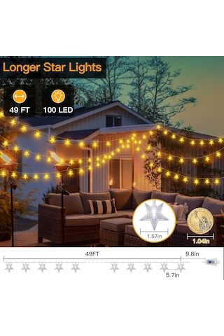 Mighty Ramazan Süsü Usb Girişli Sarı Ve Renkli Işık Modlu 12 Metre 100 Led Yıldız Kumandalı 8 Modlu Ev Bahçe Balkon Hoşgeldin Ramazan Tüm Yaşlar
